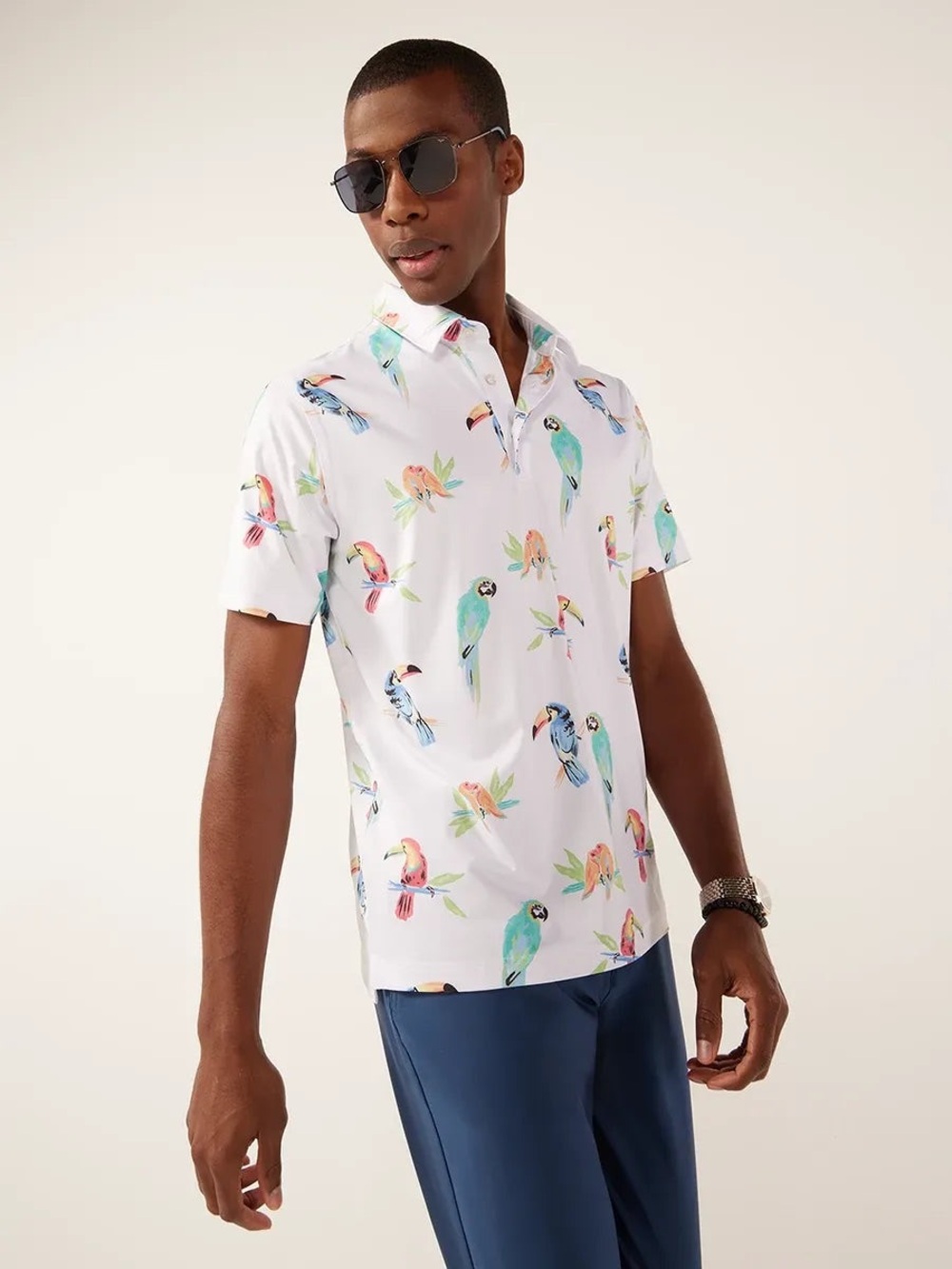 Chubbies The Dude Where's Macaw Performance Polo Size XXL Golf Shirt Tropical